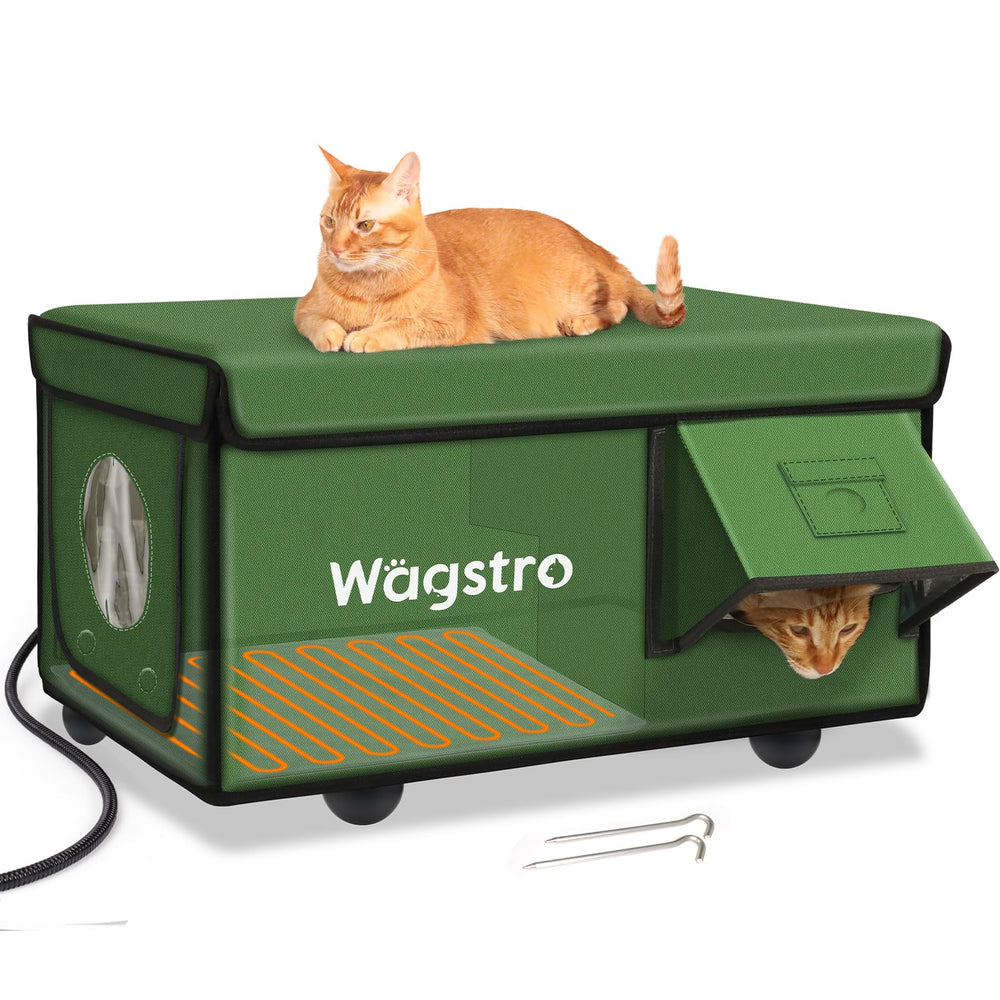 Wagstro casa gato calefactada exterior, refugio cálido y seco para invierno.