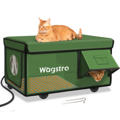 Wagstro casa gato calefactada exterior, refugio cálido y seco para invierno.