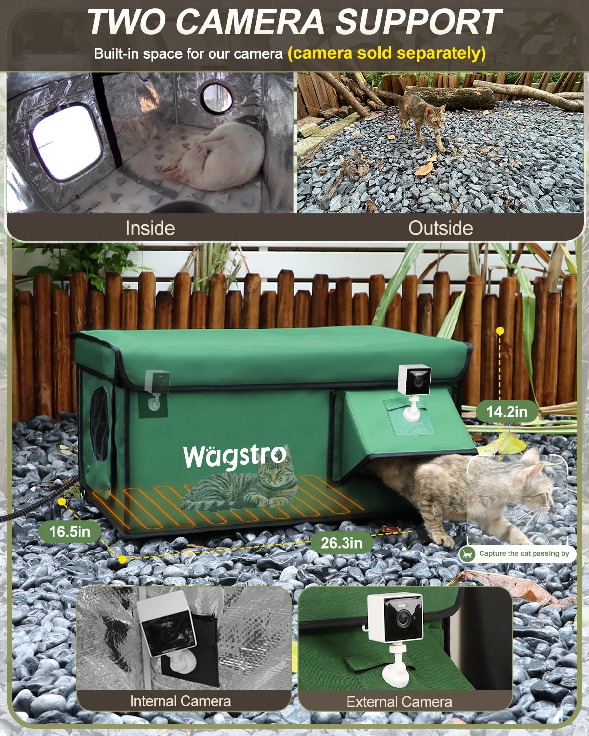 Wagstro casa gato calefactada plegable, almacenamiento cómodo cuando no se usa.