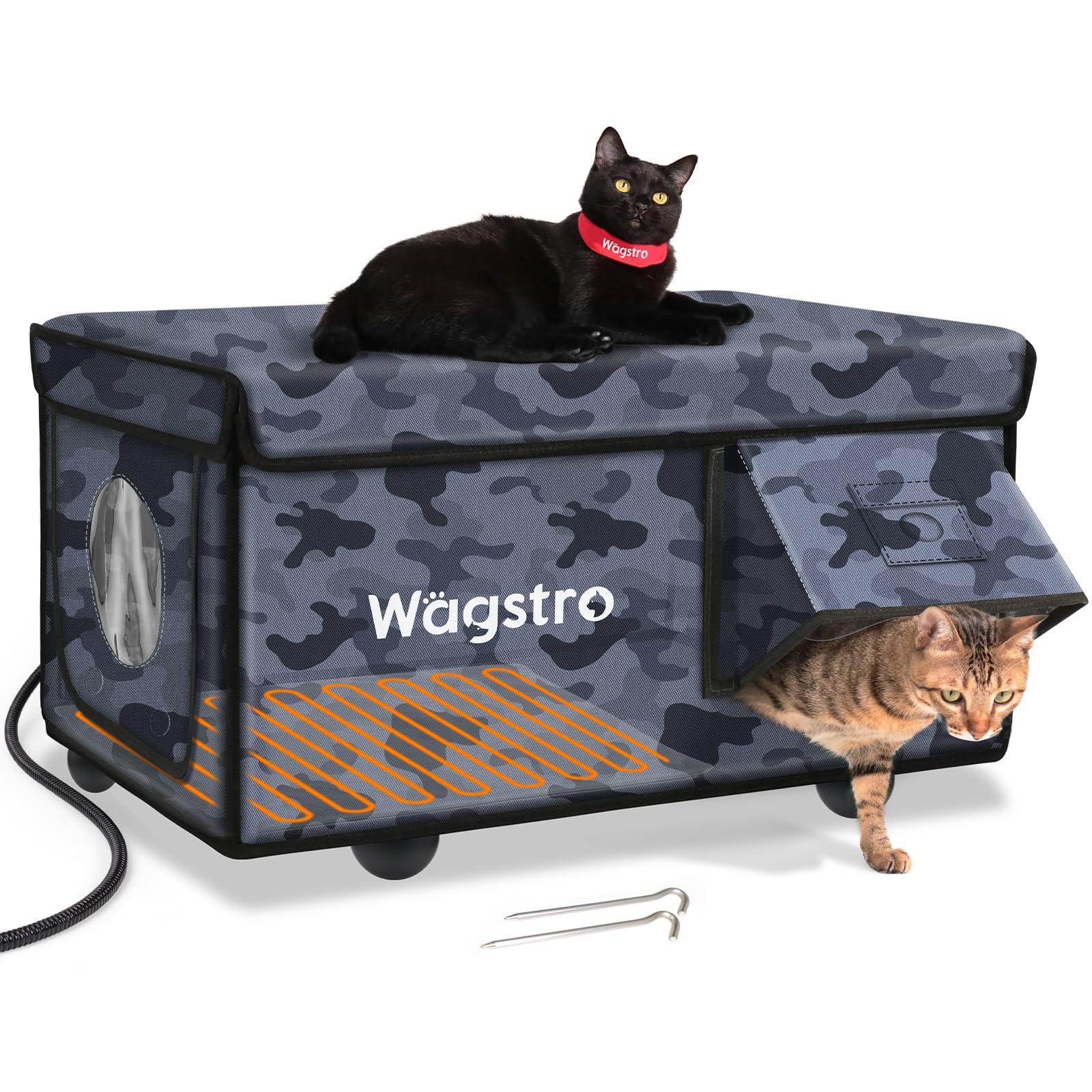 Casa Wagstro caliente exterior, protección contra clima y comodidad para tu gato al aire libre.