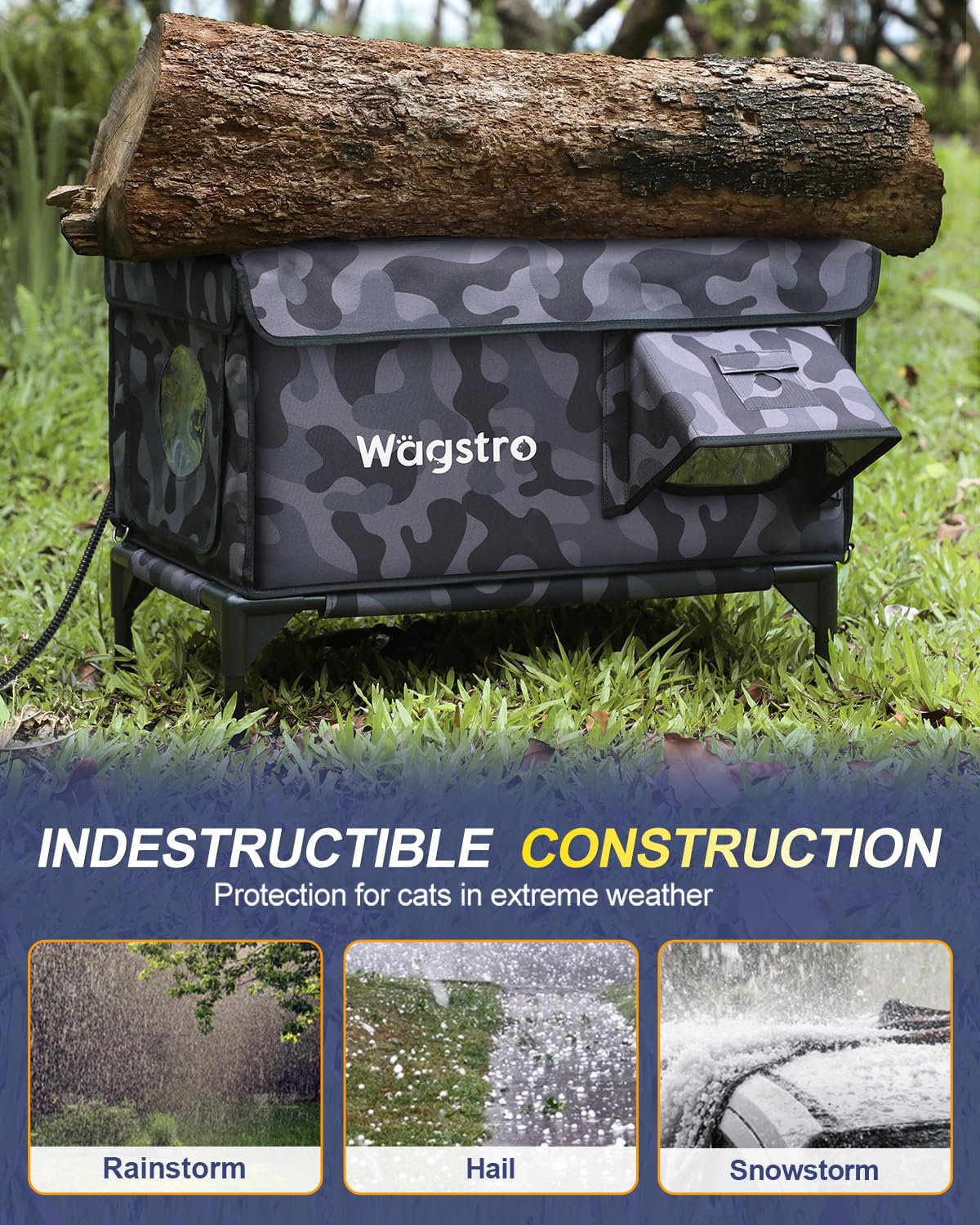 Wagstro casa-gato-calor-base-elevada: mantiene seco el interior.
