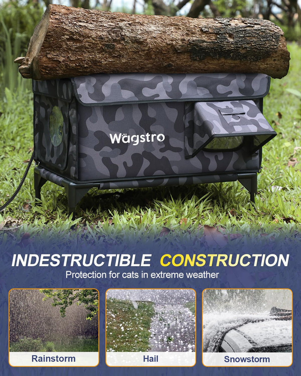 Wagstro casa-gato-calor-base-elevada: mantiene seco el interior.