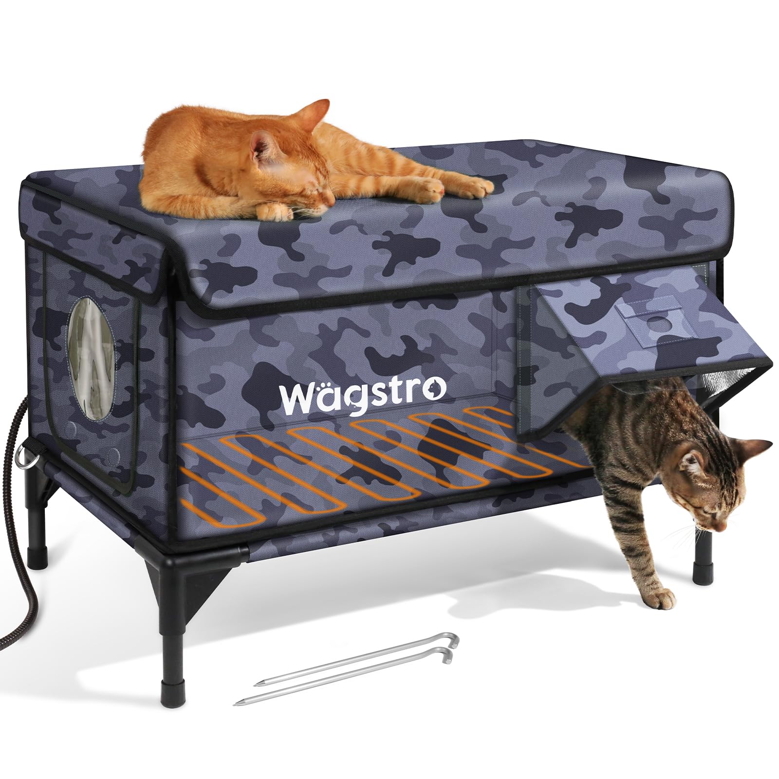 Wagstro casa-gato-calor-rapido: abrigo cómodo para noches frías al aire libre.