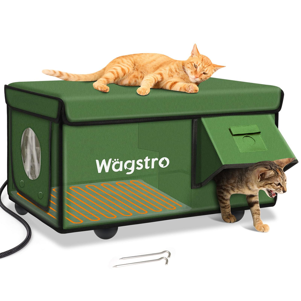Wagstro casa-gatos calefacción integrada para exterior, confort cálido en días fríos.