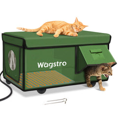 Wagstro casa-gatos calefacción integrada para exterior, confort cálido en días fríos.