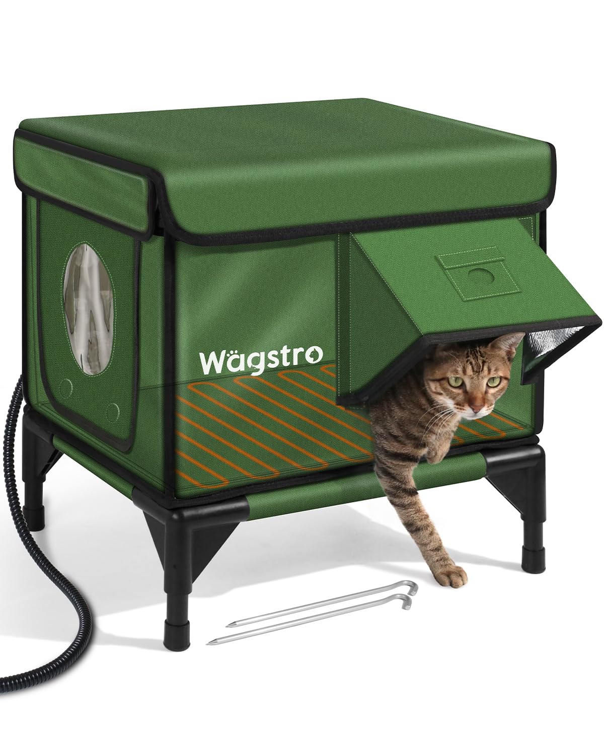 Casa Wagstro para gatos calefactable exterior, calor rápido y cómodo al aire libre