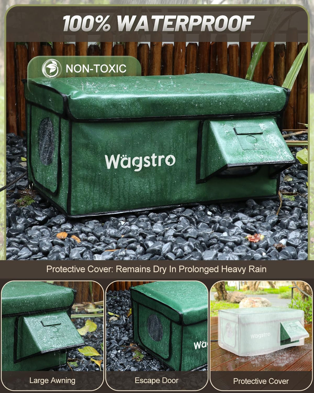 Wagstro casa-gatos puerta de escape para salida segura durante juego al aire libre.