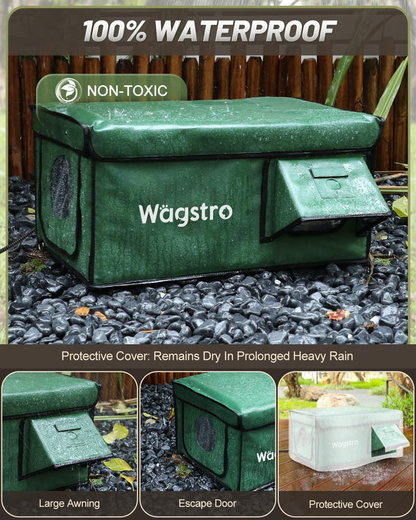 Wagstro casa-gatos puerta de escape para salida segura durante juego al aire libre.