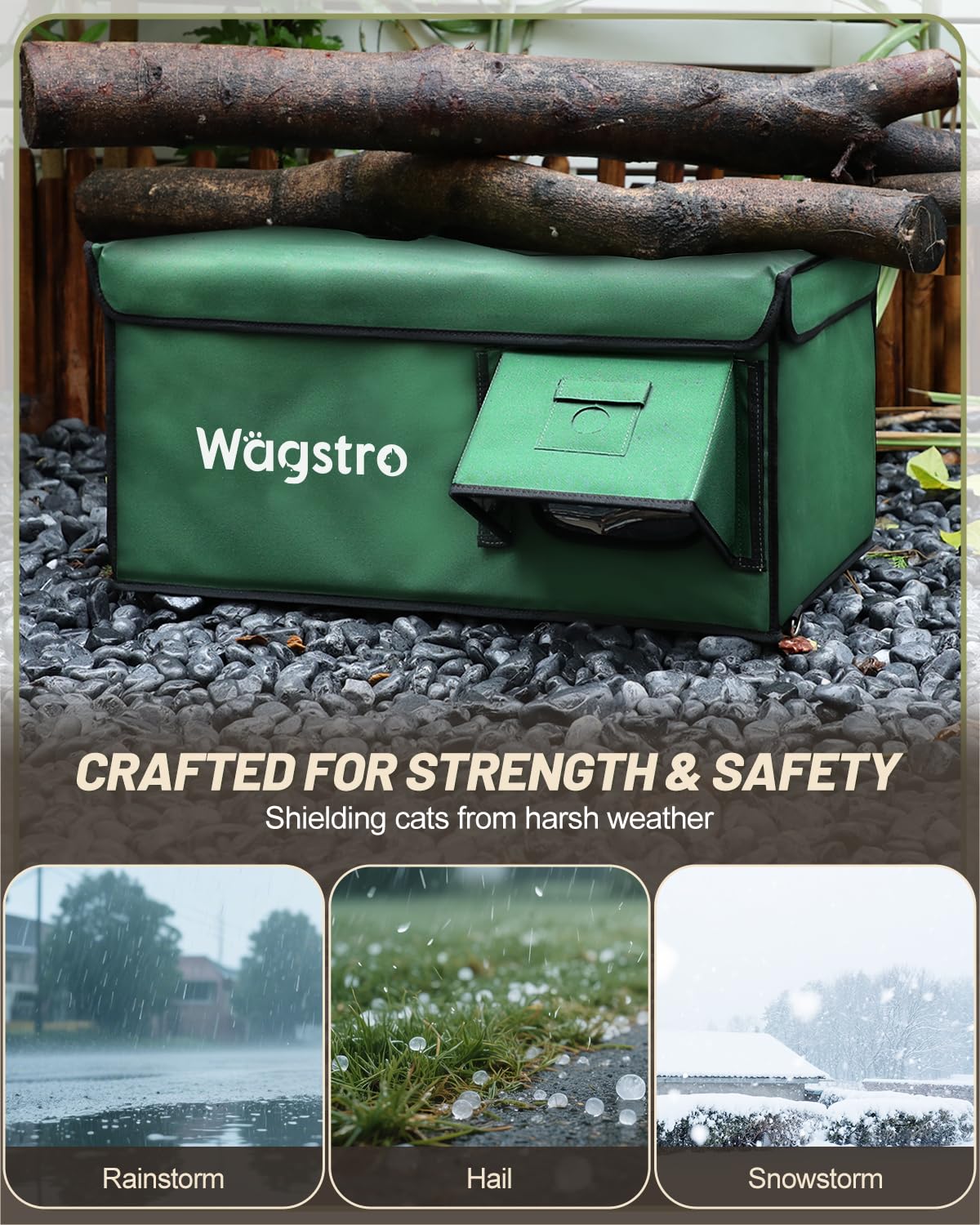 Wagstro casa-gatos tejido impermeable Oxford protege contra lluvia y viento.