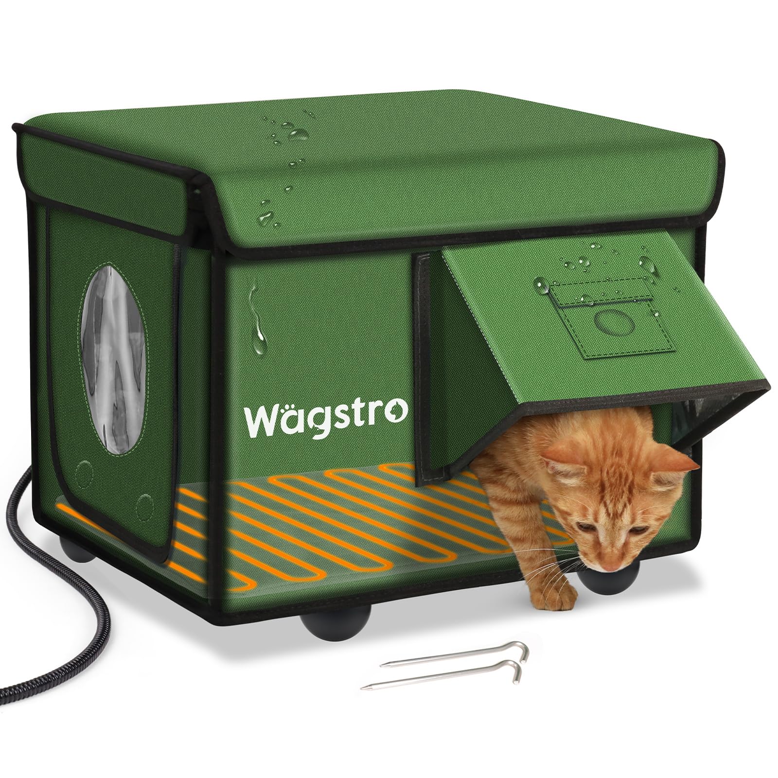 Caseta Wagstro caliente exterior para gatos ofrece refugio cálido y seguro.