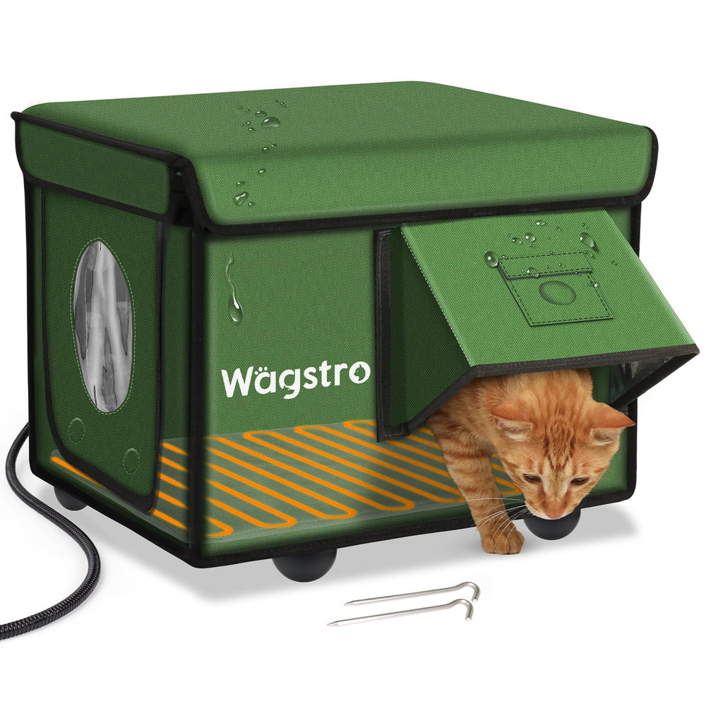 Caseta Wagstro caliente exterior para gatos ofrece refugio cálido y seguro.