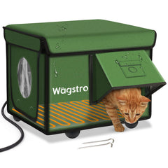 Caseta Wagstro caliente exterior para gatos ofrece refugio cálido y seguro.