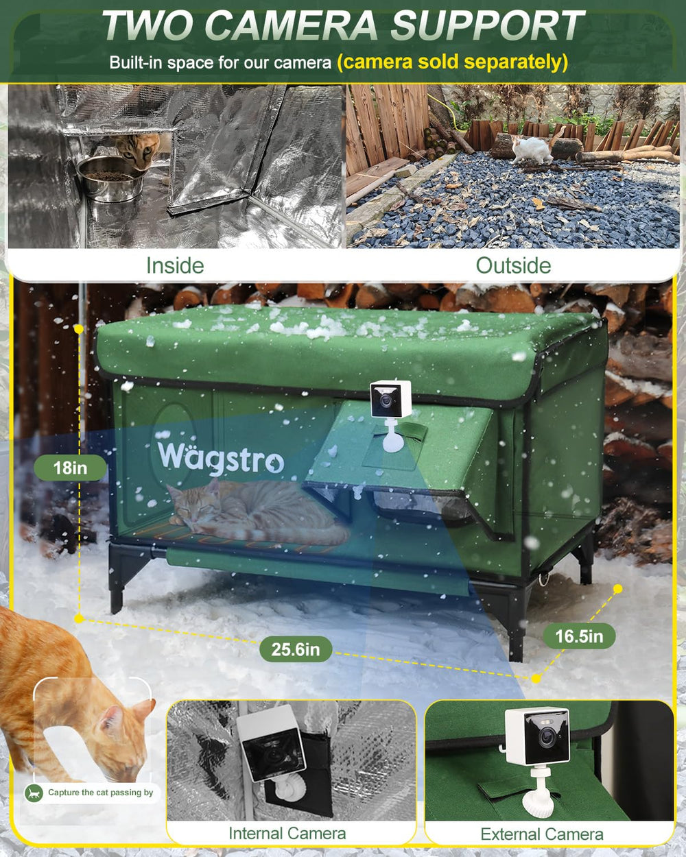 Wagstro refugio para gatos de diferentes tamaños, espacio cómodo para dormir.