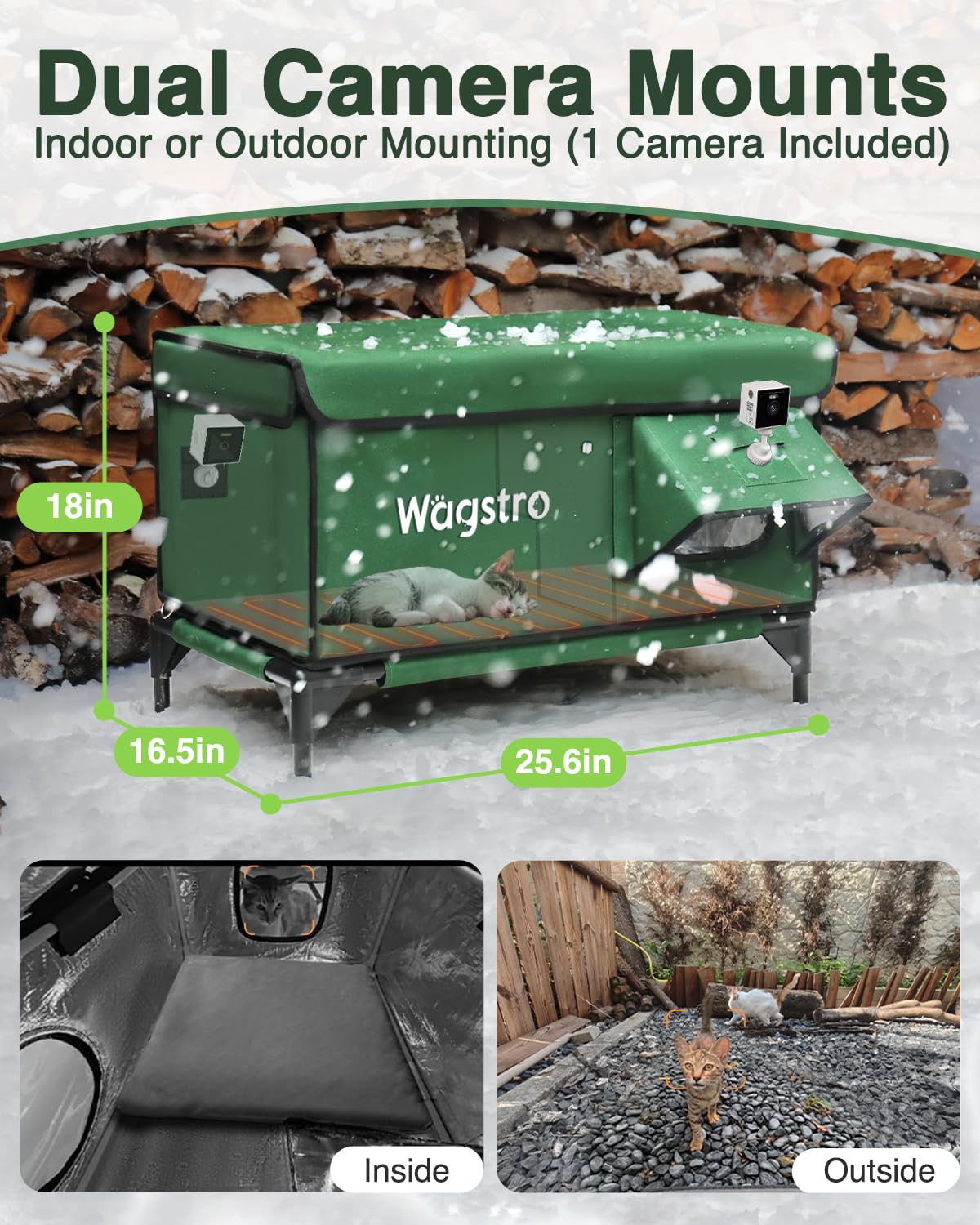 Wagstro techo impermeable mantiene la lluvia fuera y protege al felino