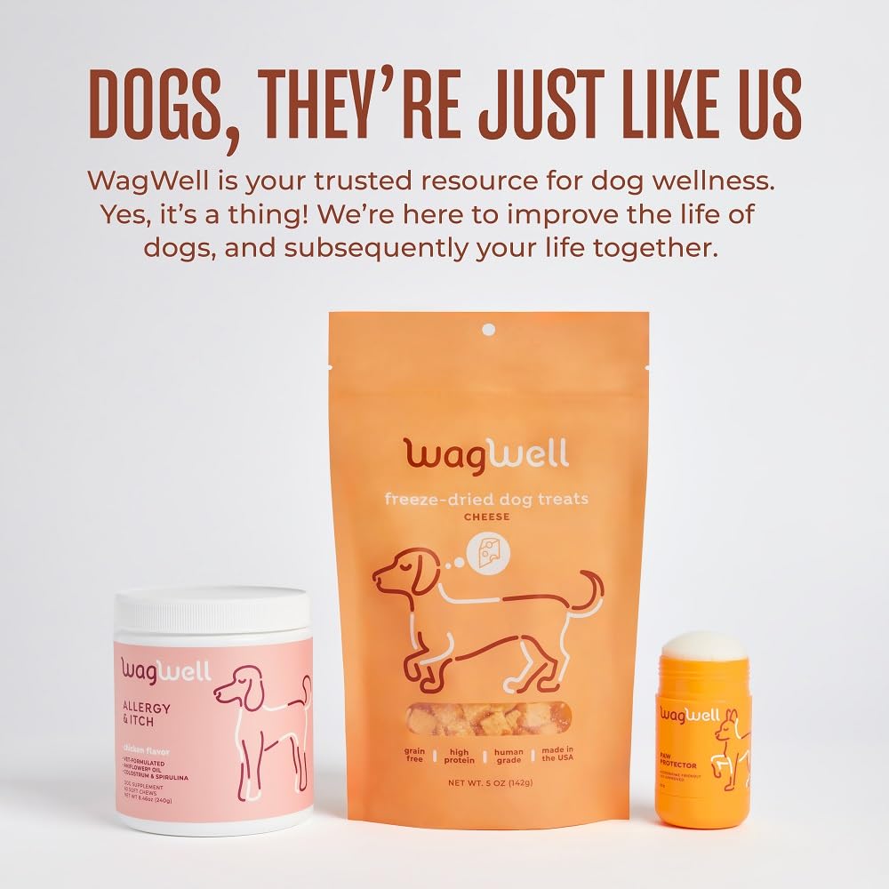 WagWell, aprobado por veterinarios, cuidado seguro para la piel del perro.