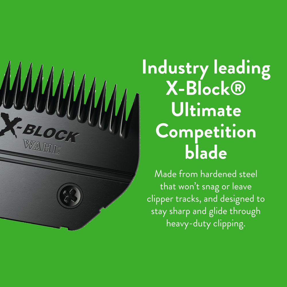Cuchilla Wahl X-Block Ultimate en clipper, montaje rápido y fiable.