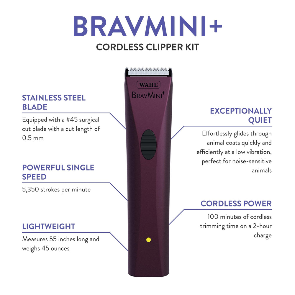 Wahl Bravmini+ hoja #45, corte de 0,4 mm para precisión facial y de patas.