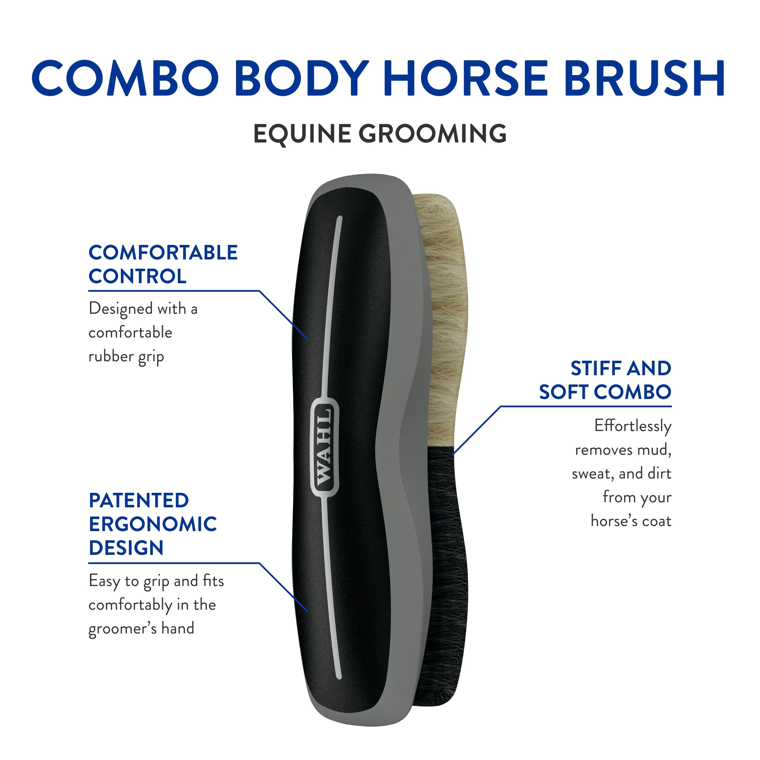 WAHL cepillo duro y suave para caballo, limpieza eficiente