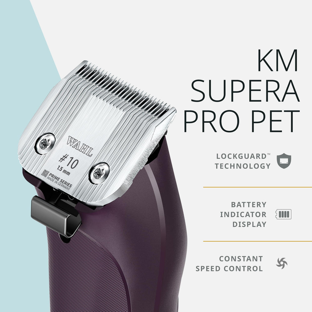 Wahl Pro Animal KM Supera con dos baterías intercambiables para sesiones largas.