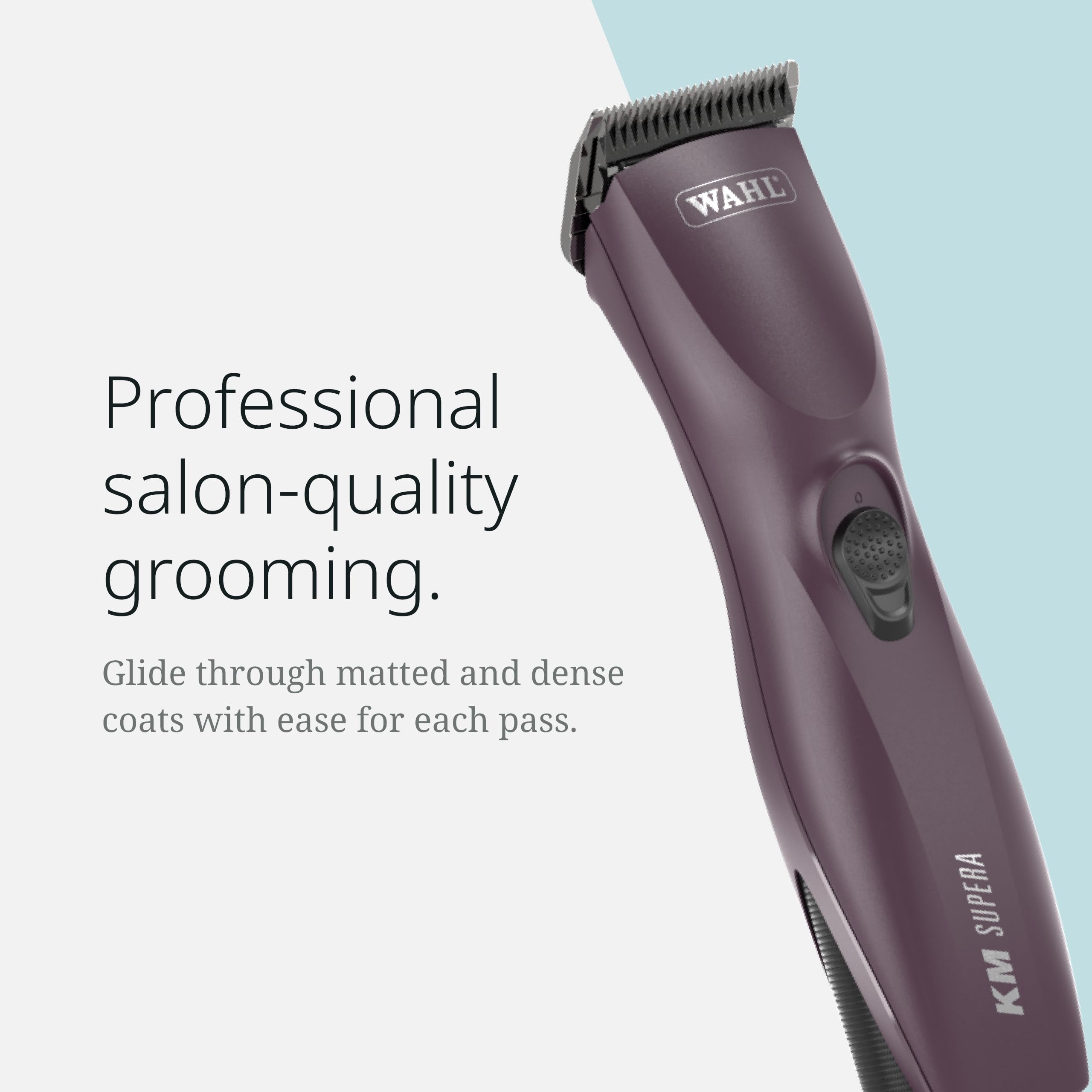 Wahl Pro Animal KM Supera con indicador de batería para planificar sesiones.