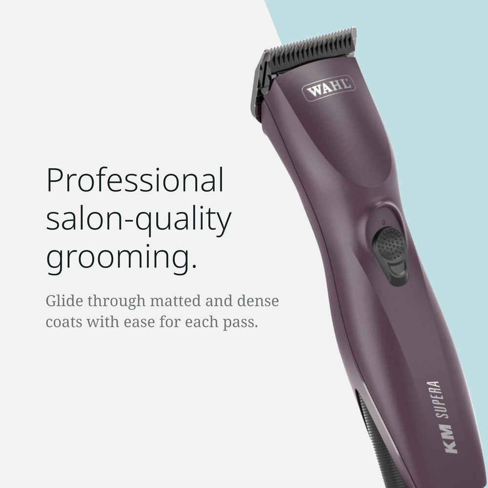 Wahl Pro Animal KM Supera con indicador de batería para planificar sesiones.