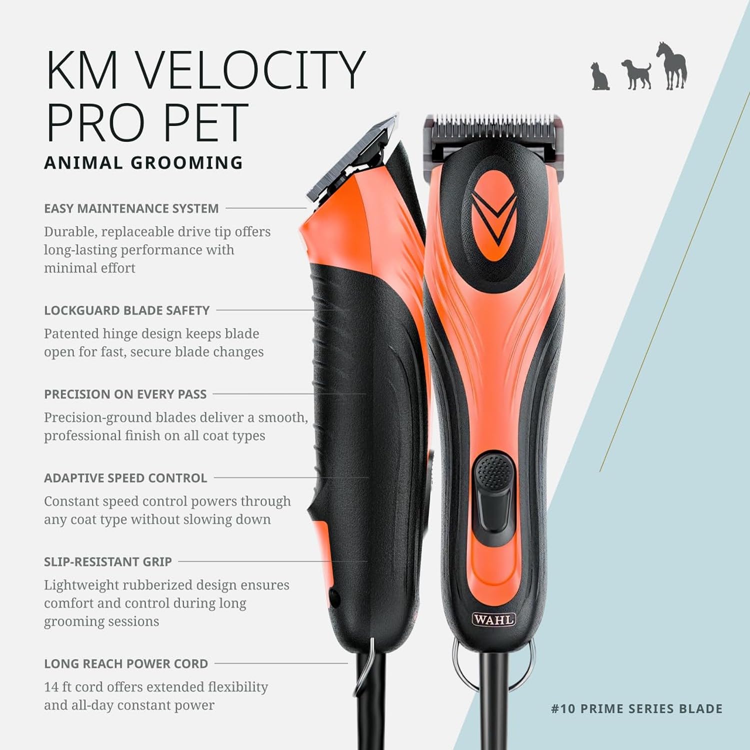 Wahl Pro Animal KM Velocity cortapelos para gato con hilos suaves y precisión.