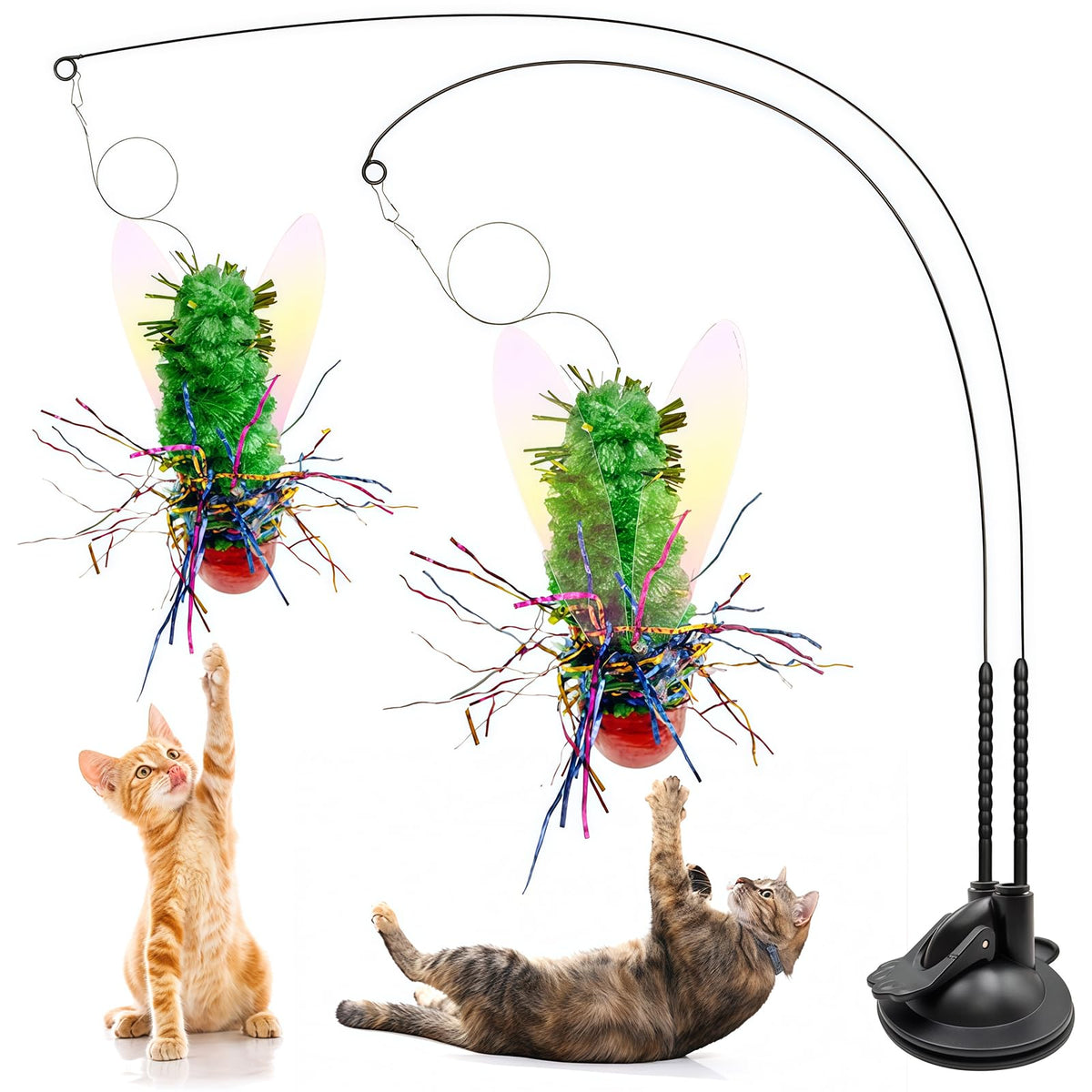 Walfront cabeza mosca verde interactiva para gato, ideal para estimular la caza.