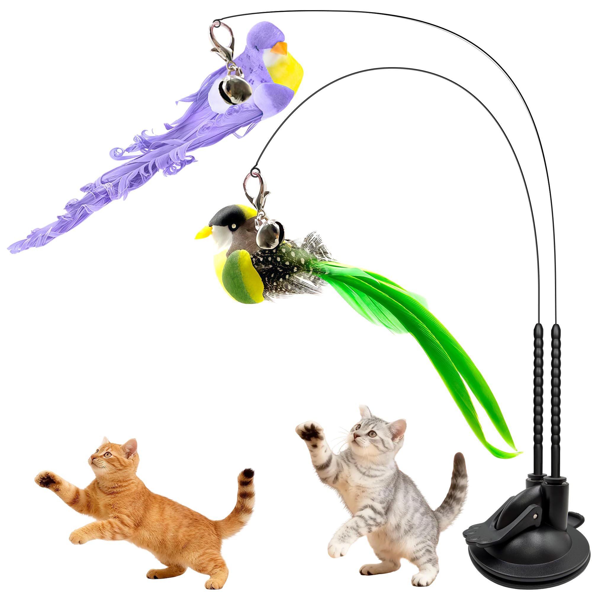Walfront gatos teaser pajaro ventosa base: juego independiente seguro y estimulante.