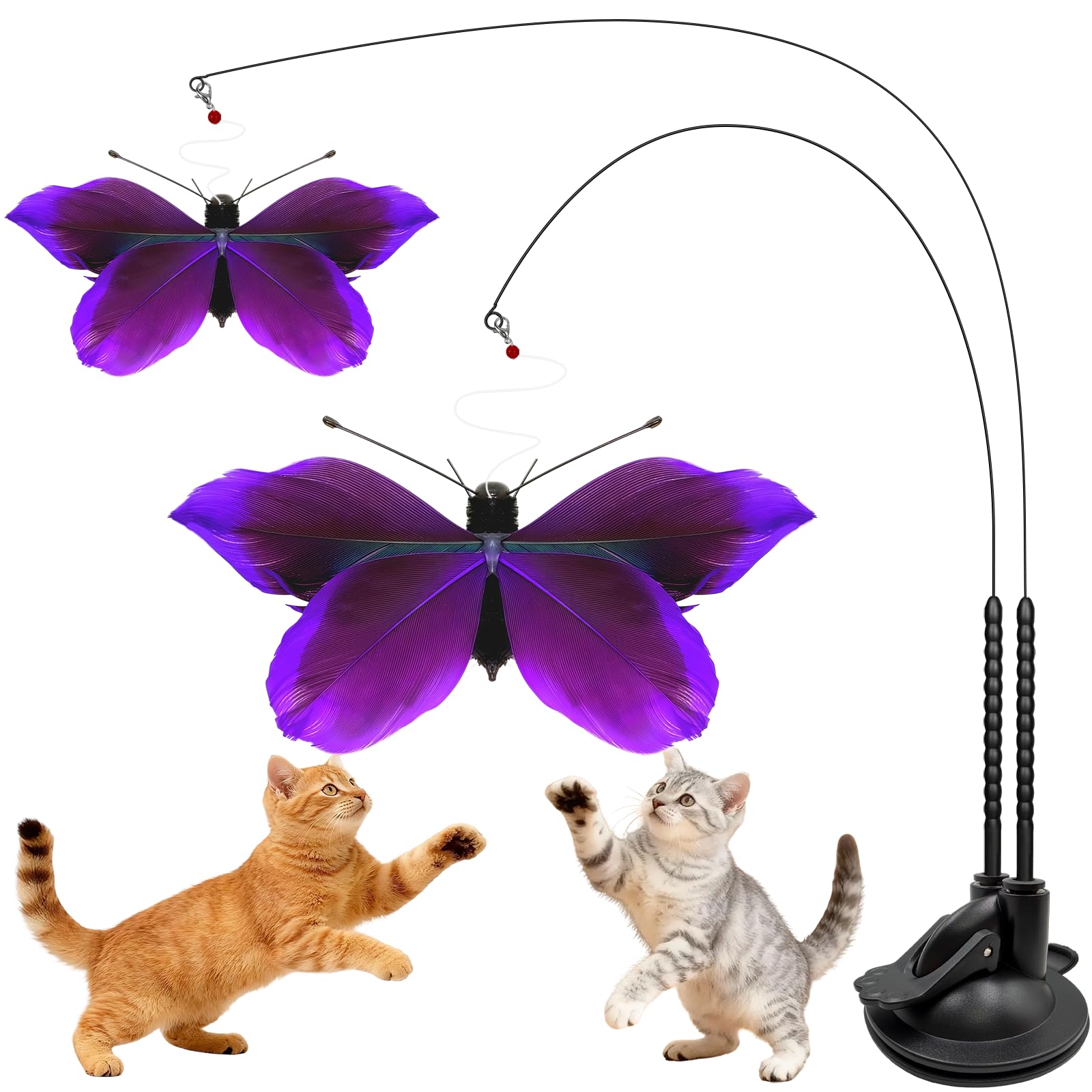 Walfront Juguete Mariposa con base de succión dual para fijar superficies lisas.