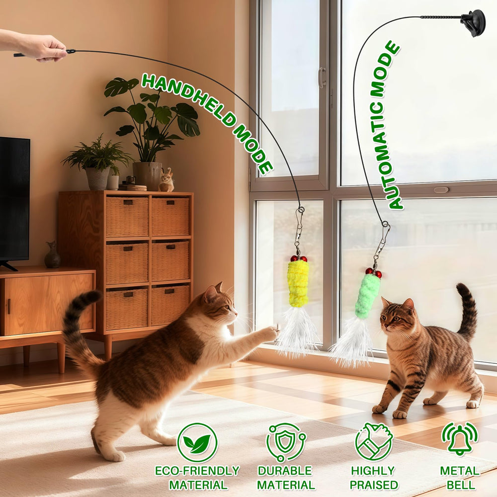 Walfront teaser wand muestra pescado realista y pluma para atrapar la atención
