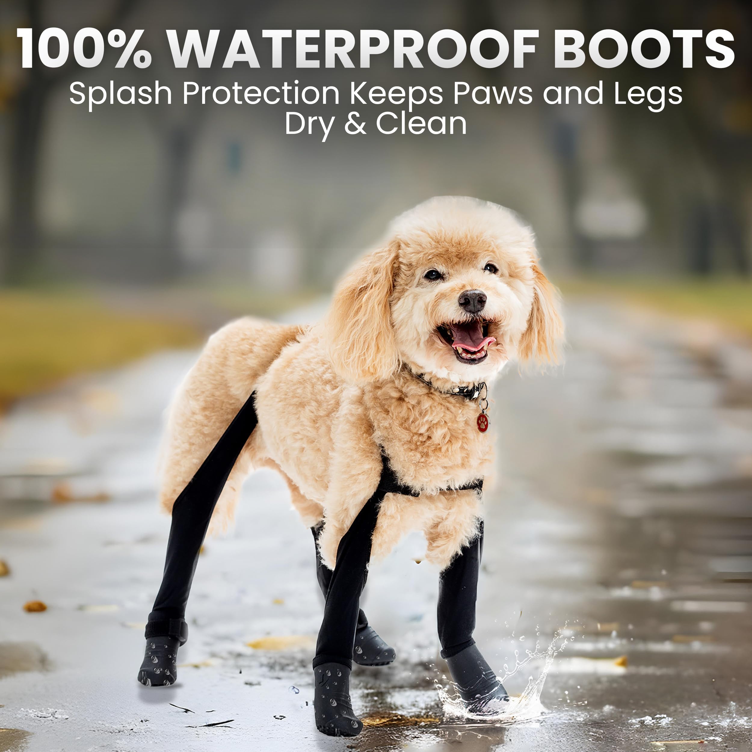 Walkee Paws prueba de lluvia, impermeable y fácil de limpiar.