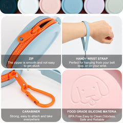 WallFID bolsa de golosinas para perros de silicona con gancho carabiner, sujeción segura.