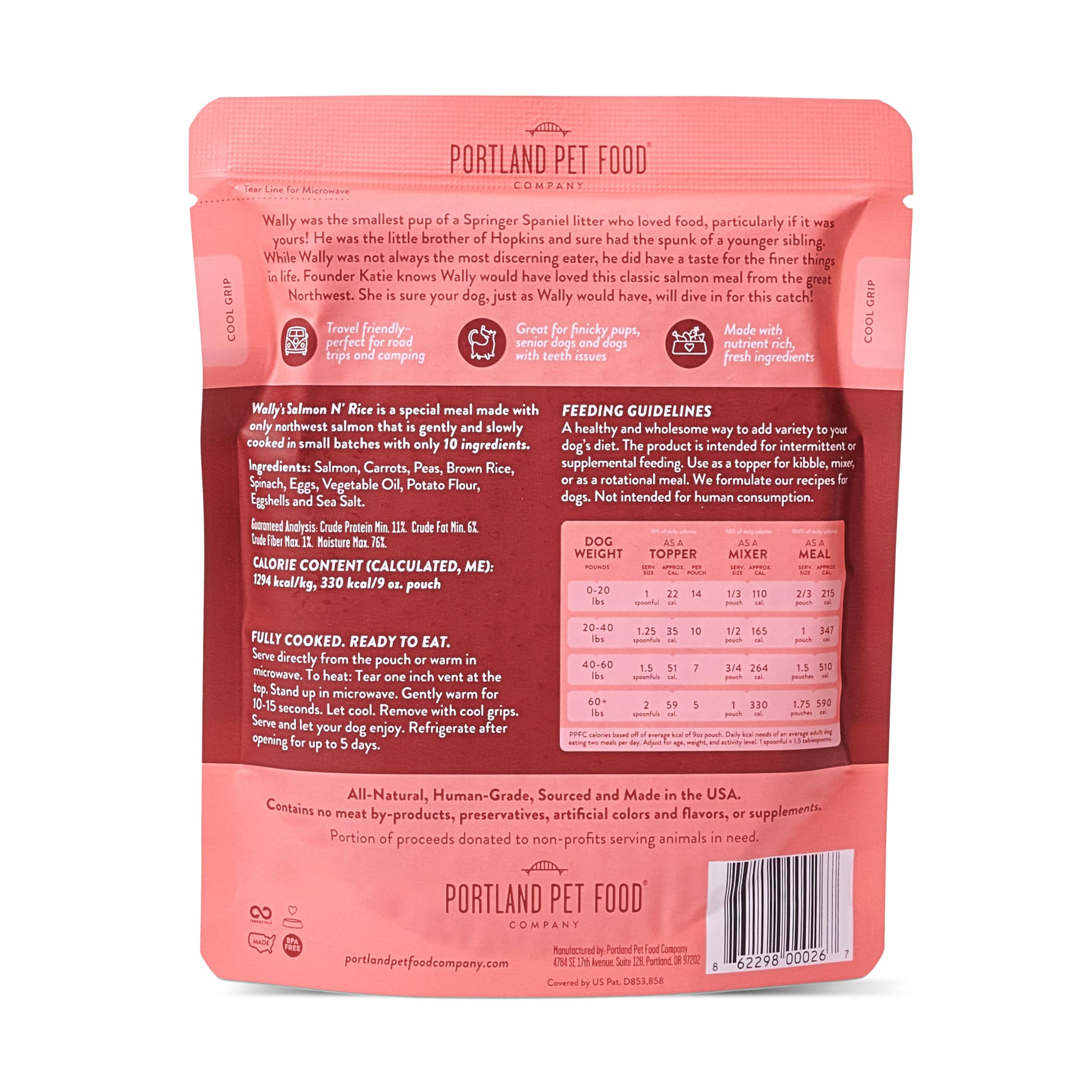 Wally’s Salmón y Arroz: opción húmeda para perros de todas las edades.