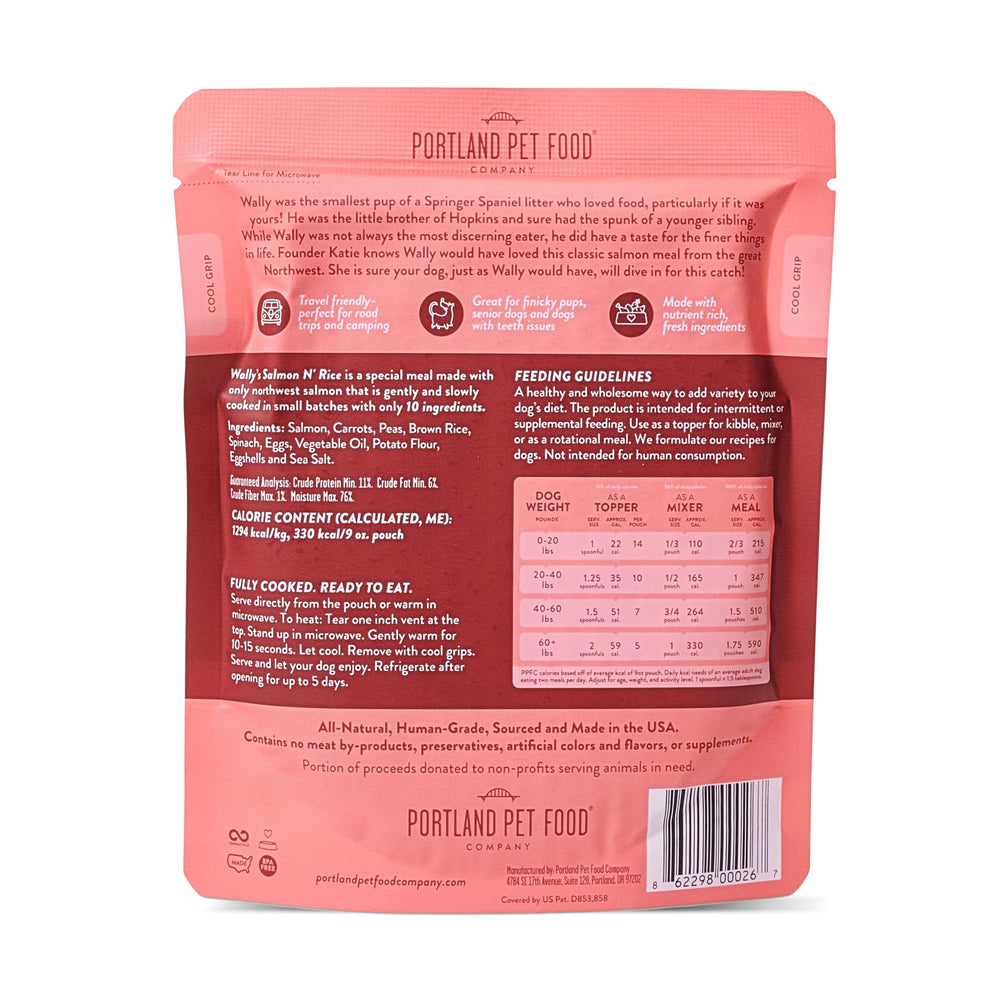 Wally’s Salmón y Arroz: opción húmeda para perros de todas las edades.