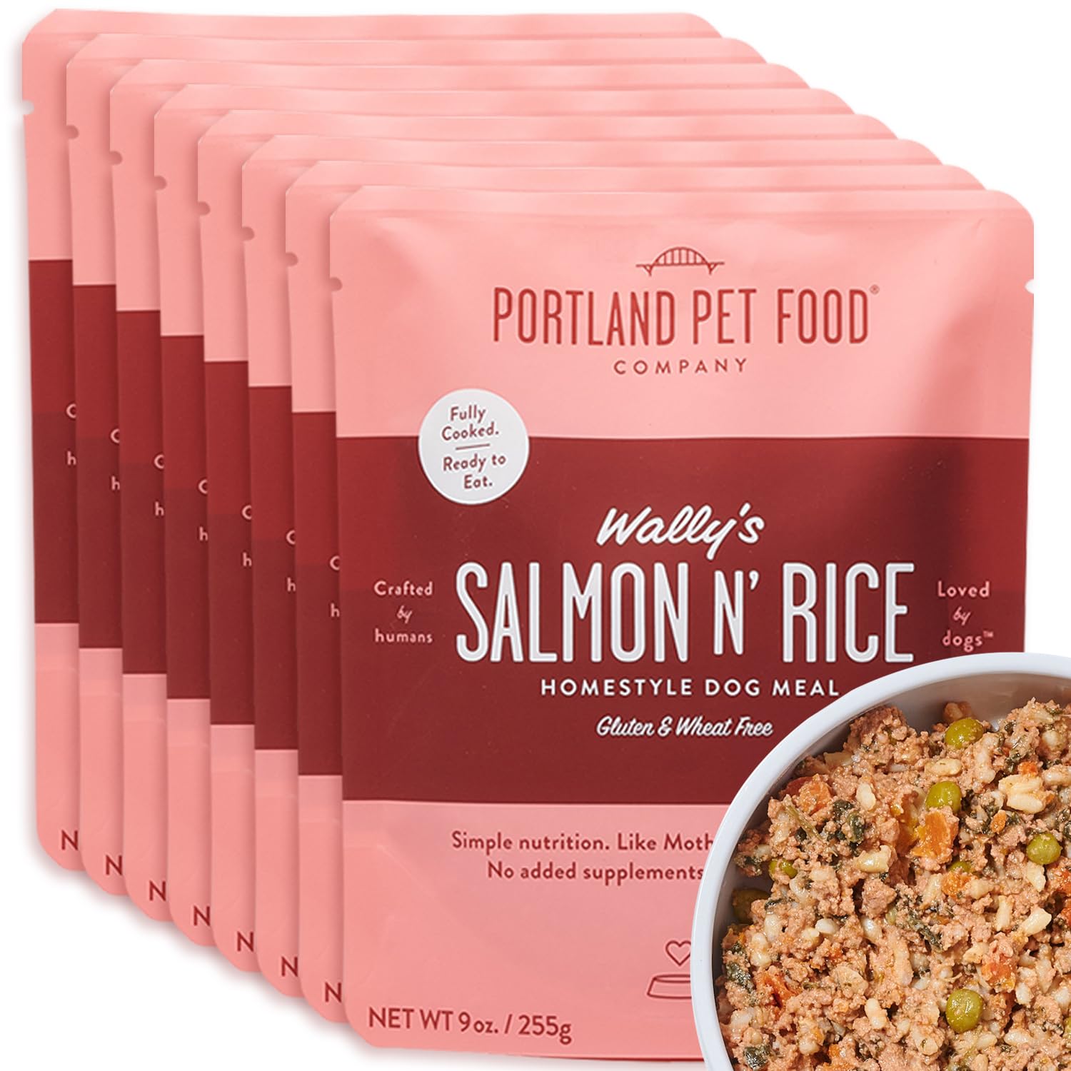 Wally’s Salmón y Arroz: empaque visible y listo para servir como topper fresco.