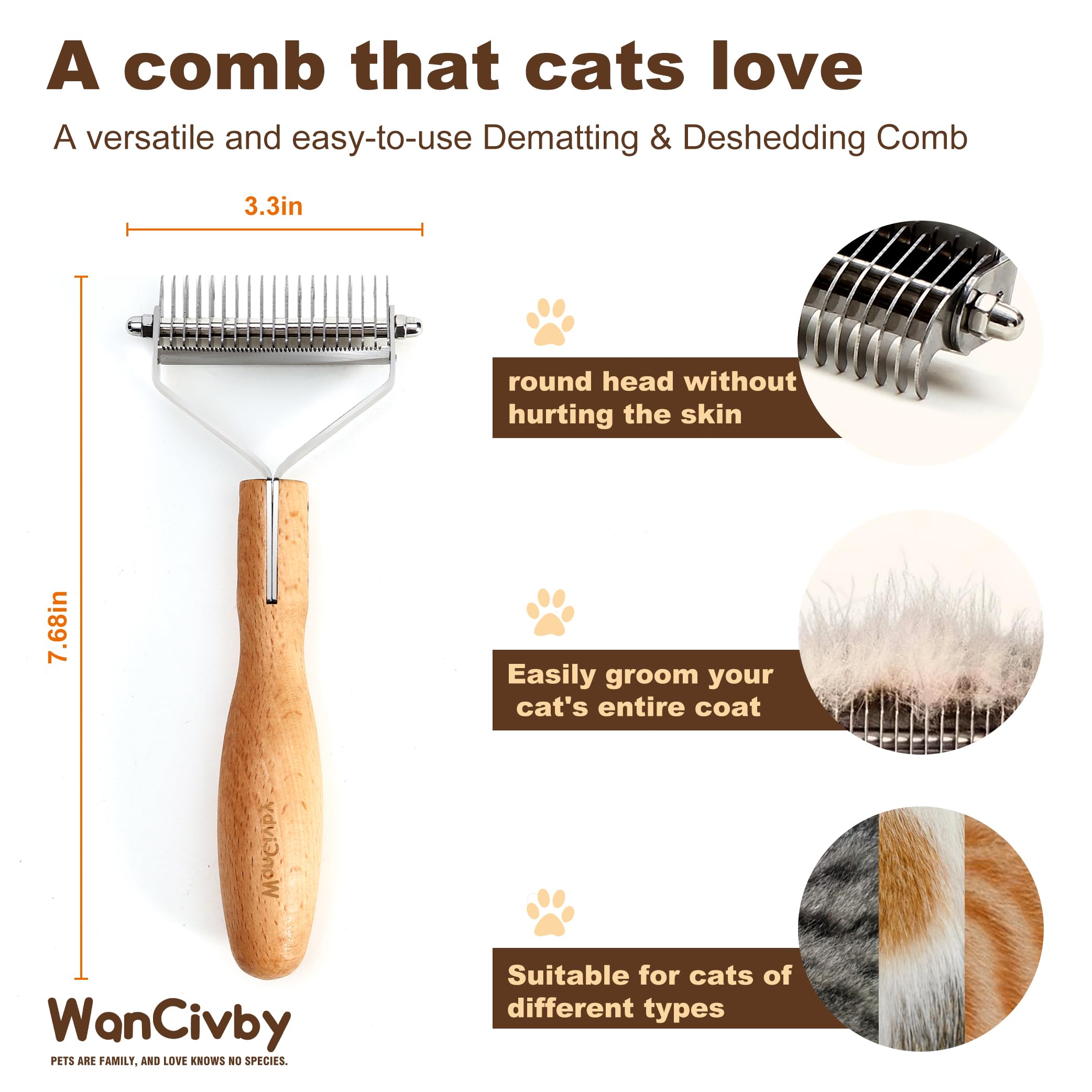 Wancivby para tipos de pelo diversos, cuidado diario para perros y gatos