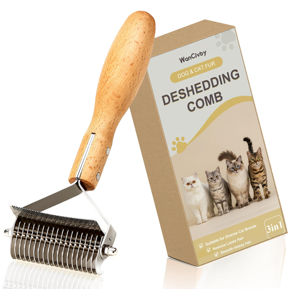 Wancivby rastrillo dematado para perros y gatos, facilita desenredado suave y rápido