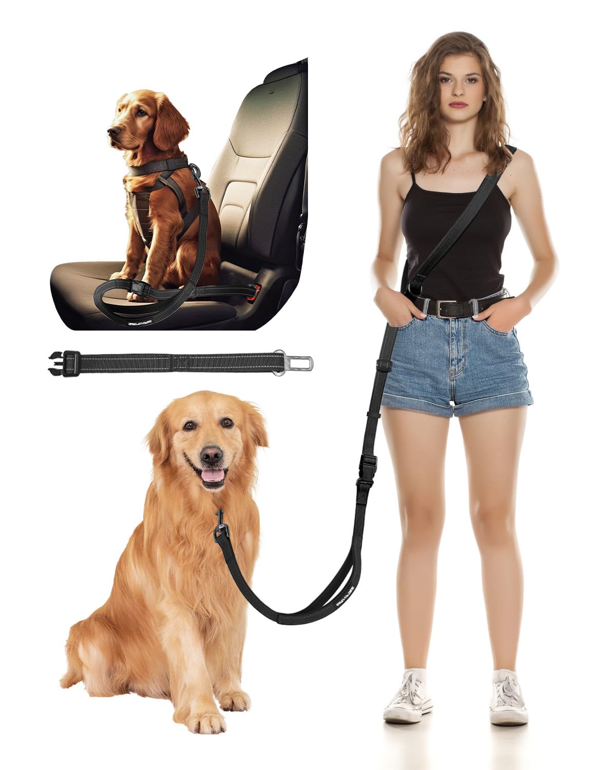WANFIRE correa para perro con manos libres, ideal para paseos sin esfuerzo