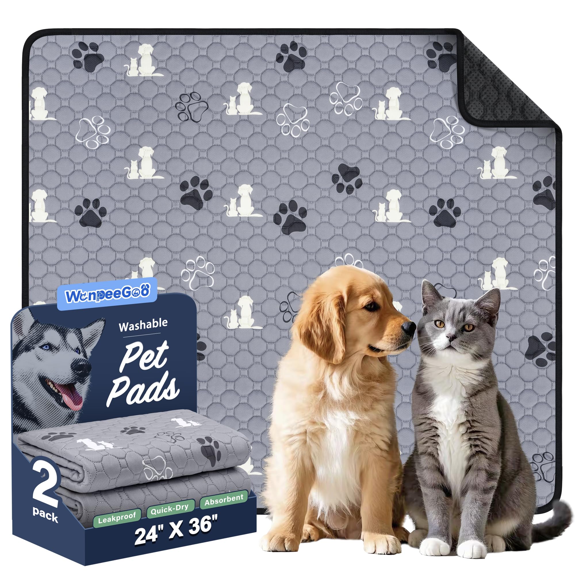 WanpeeGoo almohadilla lavable para perros, 2 unidades, ideal para entrenamiento y protección de superficies.