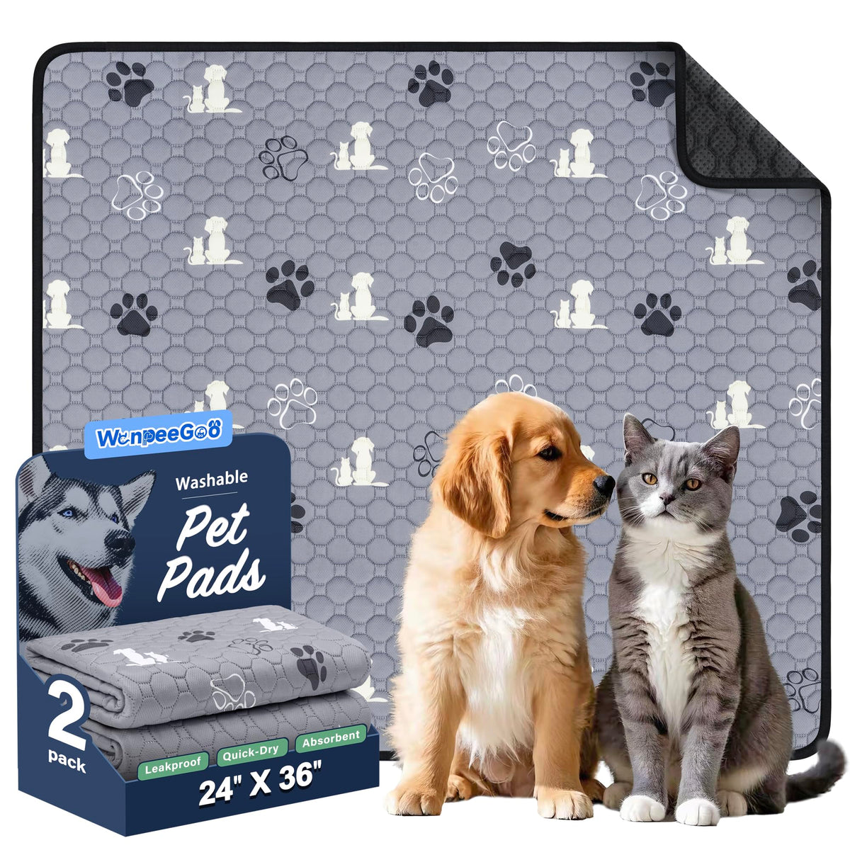 WanpeeGoo almohadilla lavable para perros, 2 unidades, ideal para entrenamiento y protección de superficies.