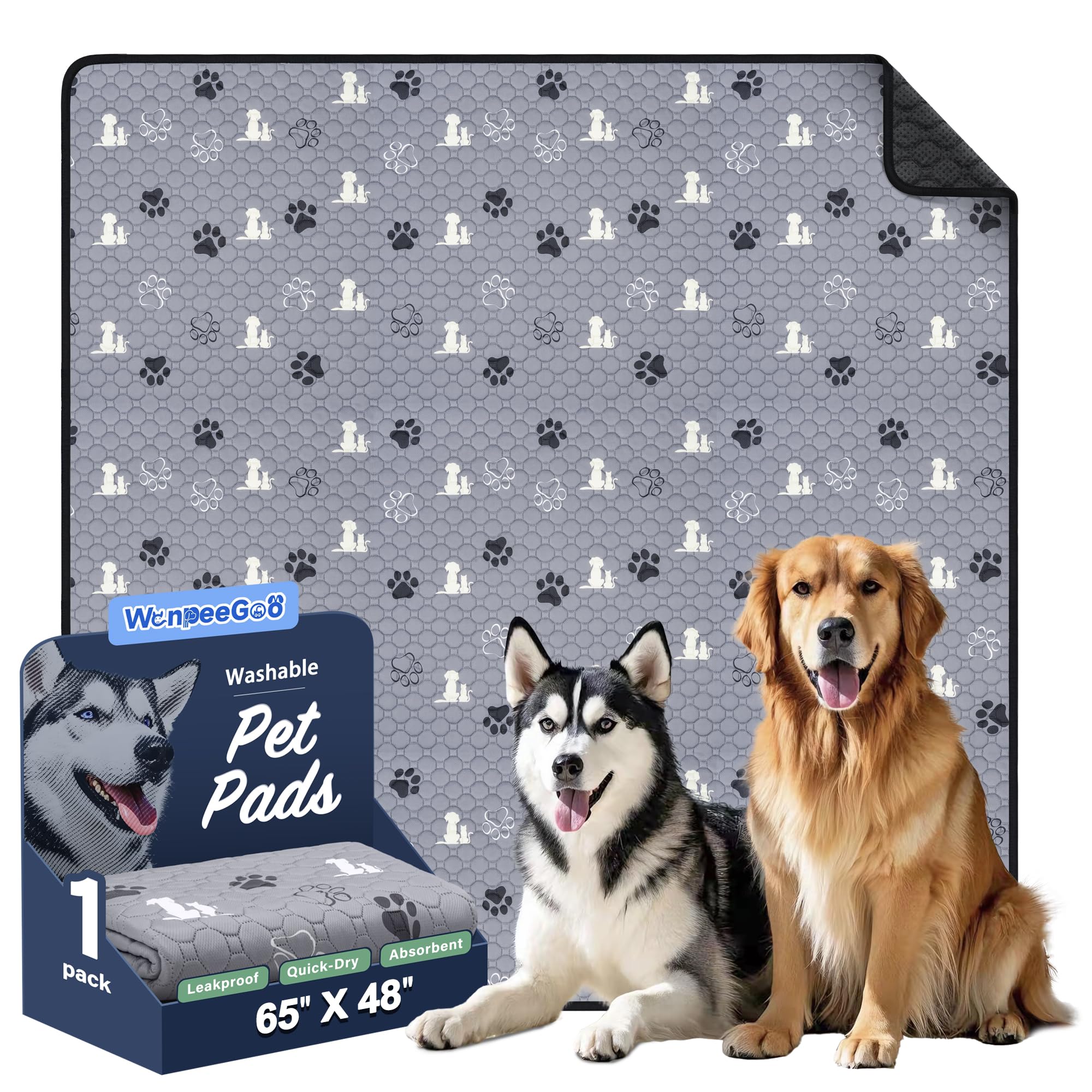 WanpeeGoo almohadilla lavable para perros, gran tamaño, protege suelos con absorción eficiente.