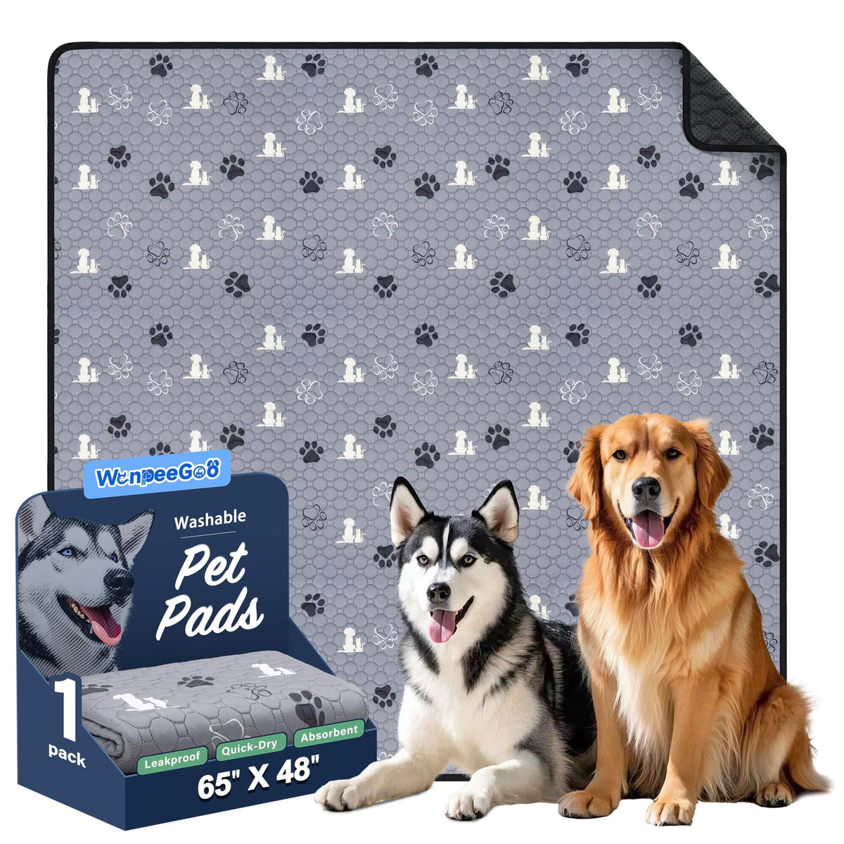 WanpeeGoo almohadilla lavable para perros, gran tamaño, protege suelos con absorción eficiente.