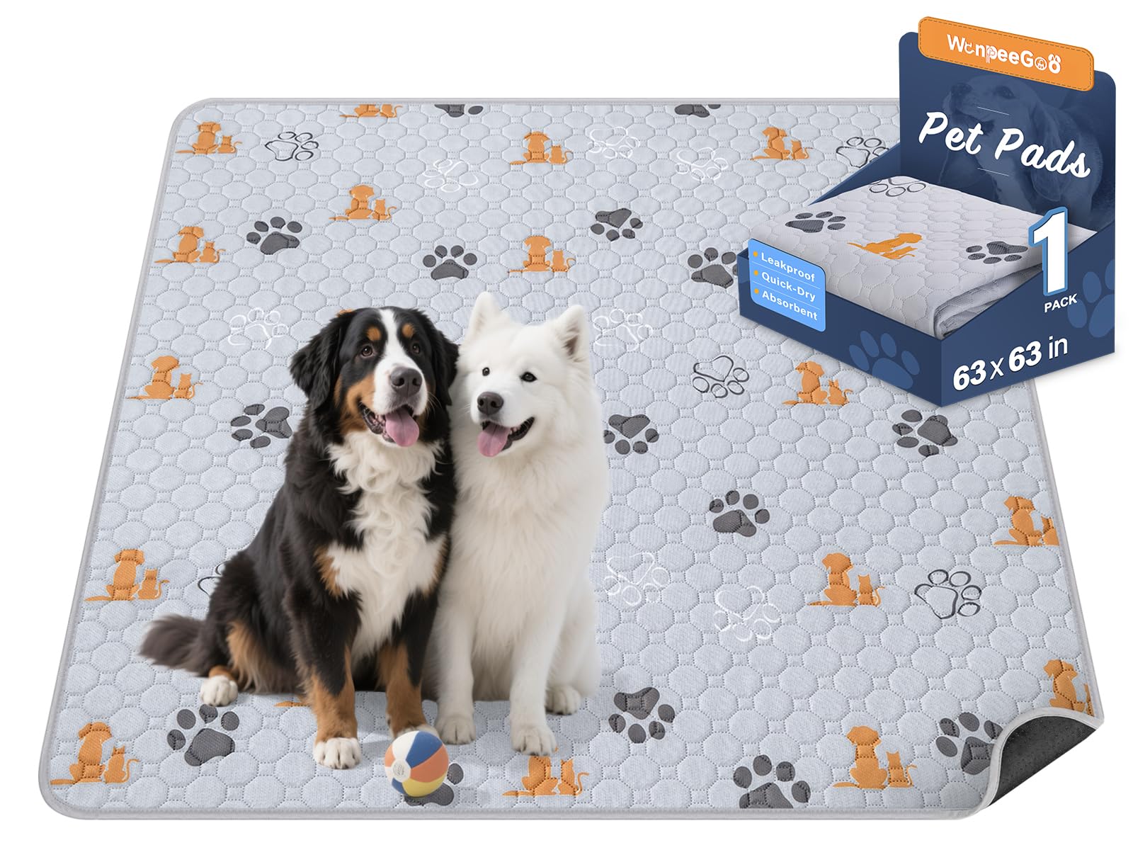 WanpeeGoo almohadilla perro absorbente 63x63 para entrenamiento y protección de pisos