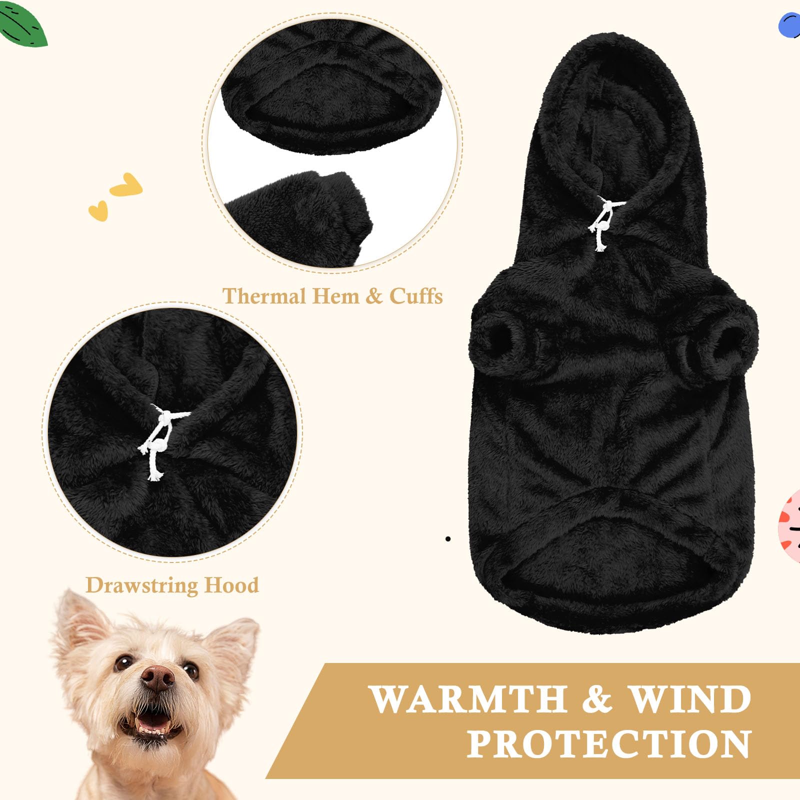 Waoduld sudadera para perro grande con bolsillo frontal para accesorios.