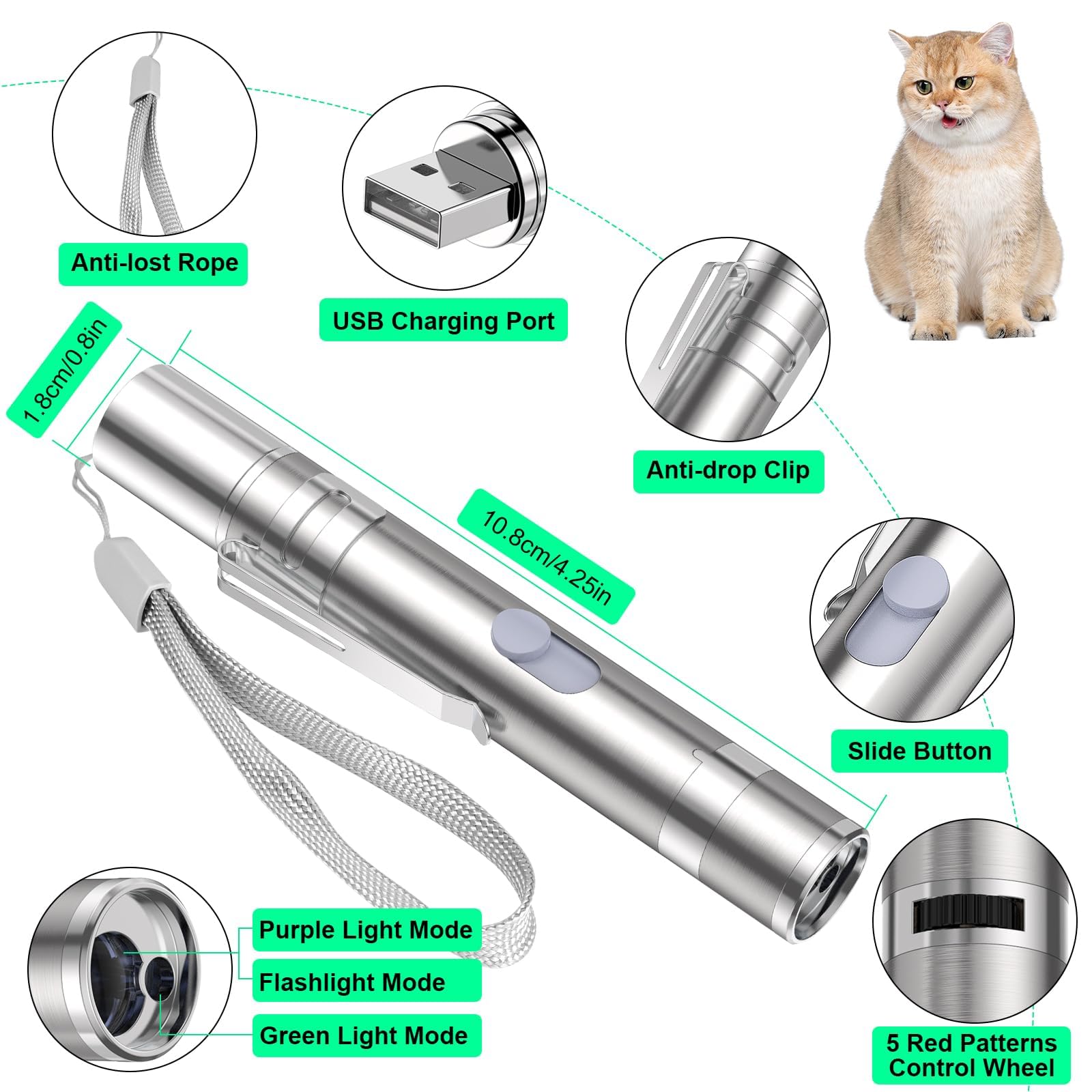 Waputne: juguete-gato-acero-inoxidable durable para uso diario.