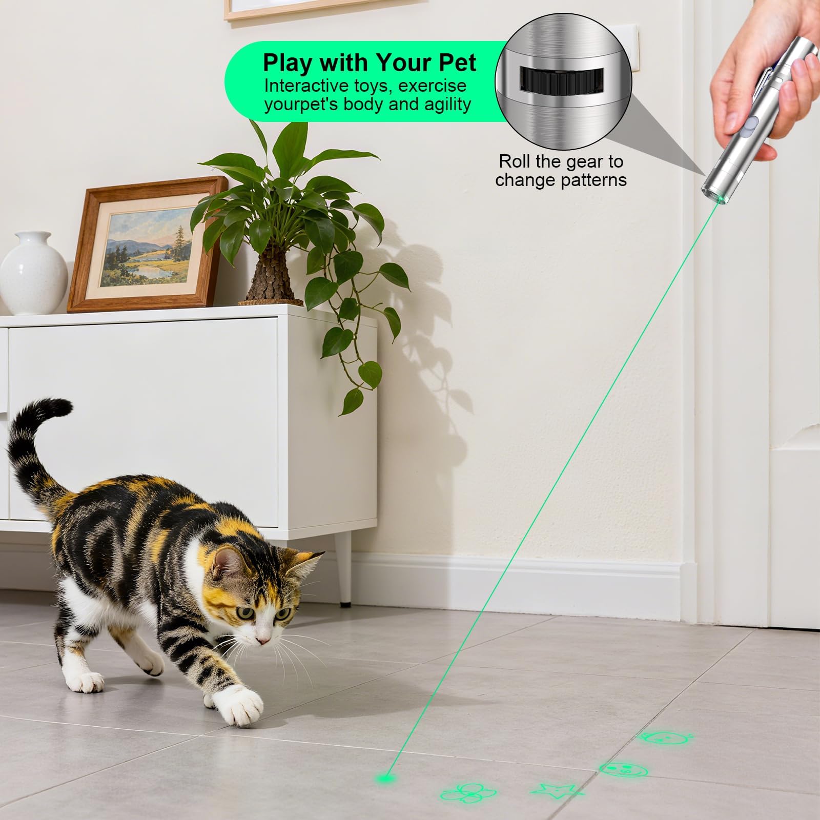 Waputne: juguete-gato-carga-usb recarga fácil para juego continuo.