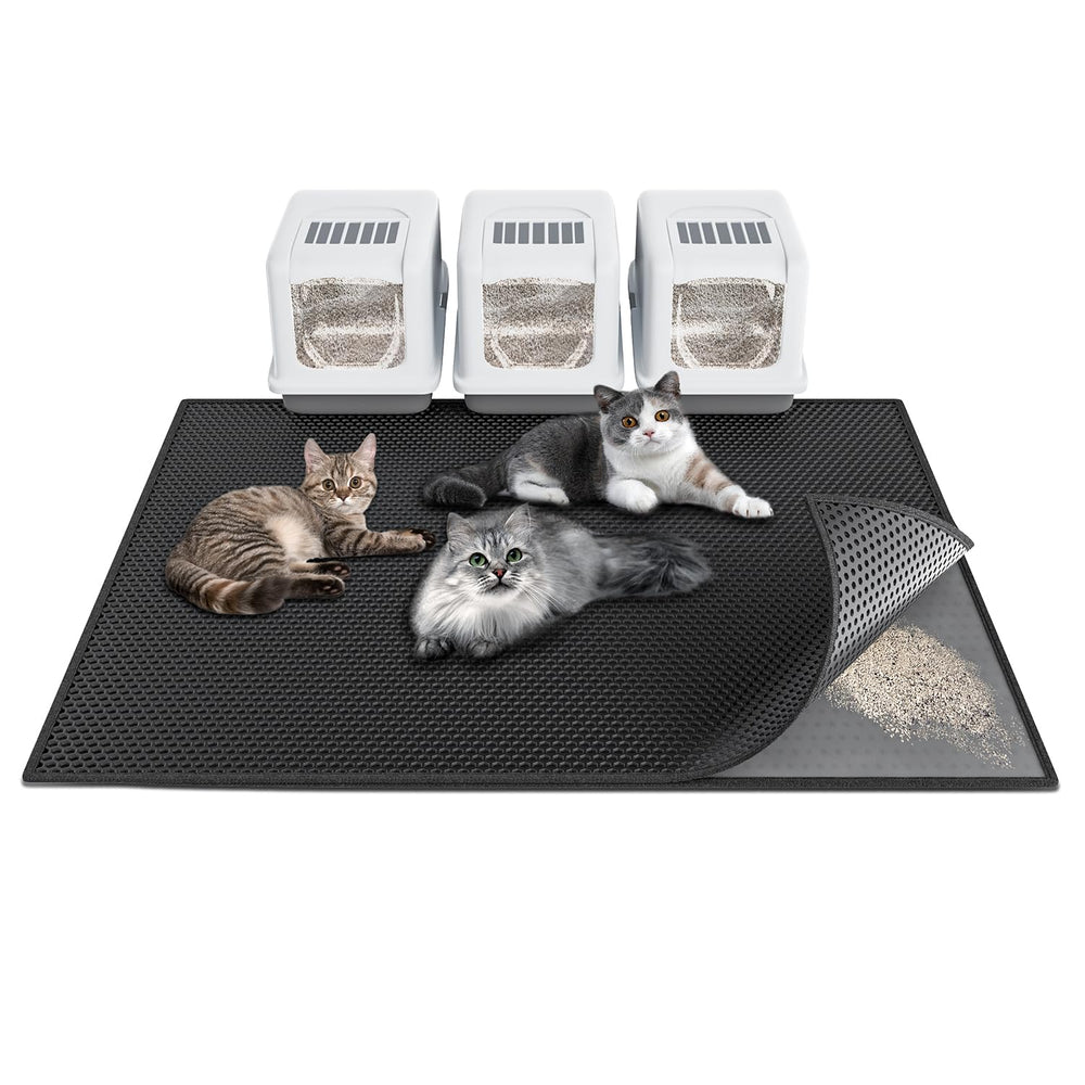 Alfombra para arena de gato Waretary XL captura partículas y mantiene el piso limpio