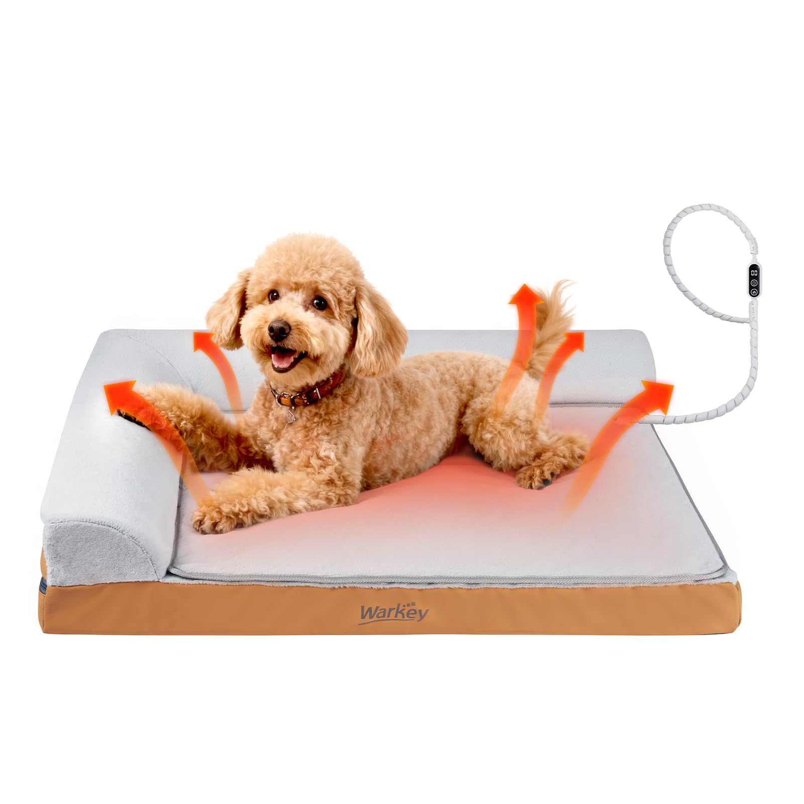 WARKEY cama para perro mediana con calefacción, descanso suave.