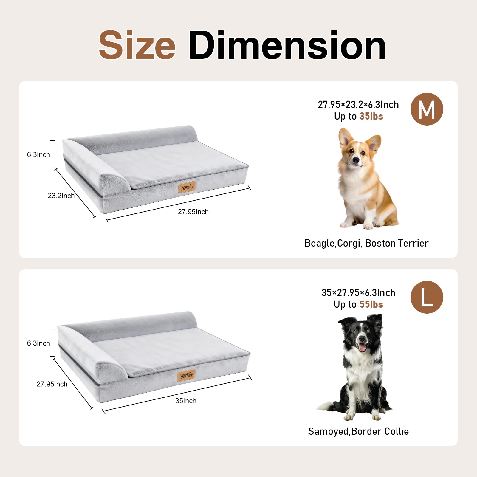Cama WARKEY para perros medianos: ensamble sin herramientas