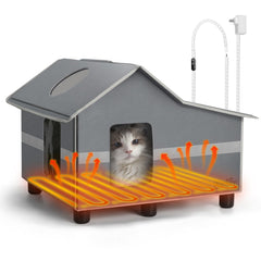 WARKEY casa-gato-exterior-caliente: refugio cómodo para gatos al aire libre.